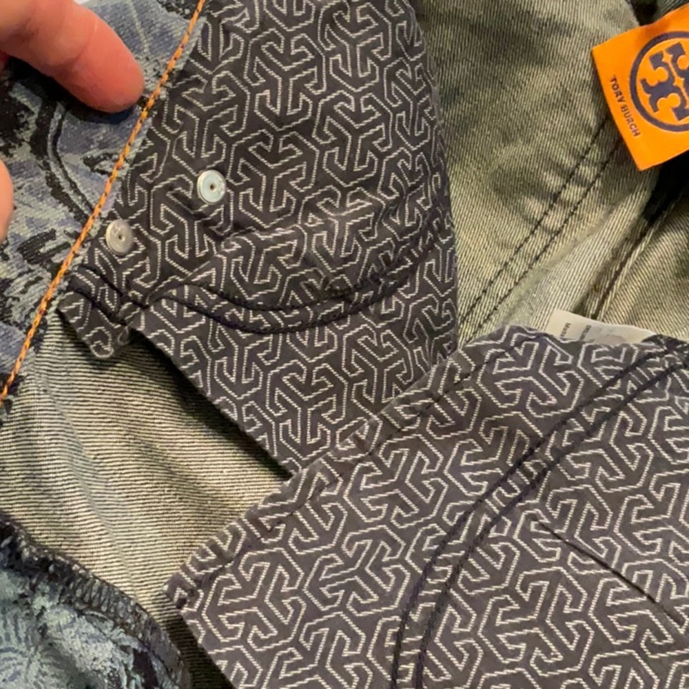 Tory Burch Ivy Super Skinny Kano Revised Blue Floral Jeans. Size 29 - Picture 5 of 6